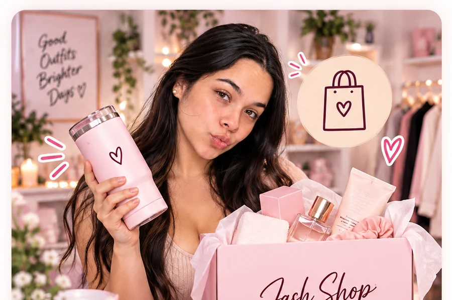 Jash mostrando una selección de productos de Jash Shop